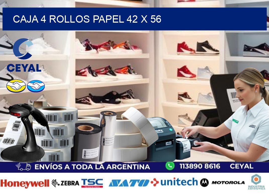 CAJA 4 ROLLOS PAPEL 42 x 56
