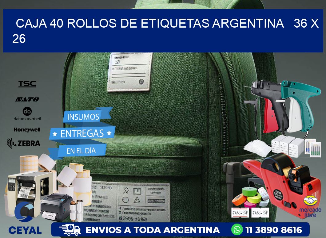 CAJA 40 ROLLOS DE ETIQUETAS ARGENTINA 36 x 26