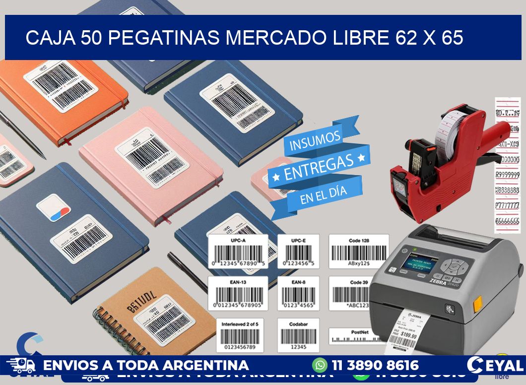 CAJA 50 PEGATINAS MERCADO LIBRE 62 x 65