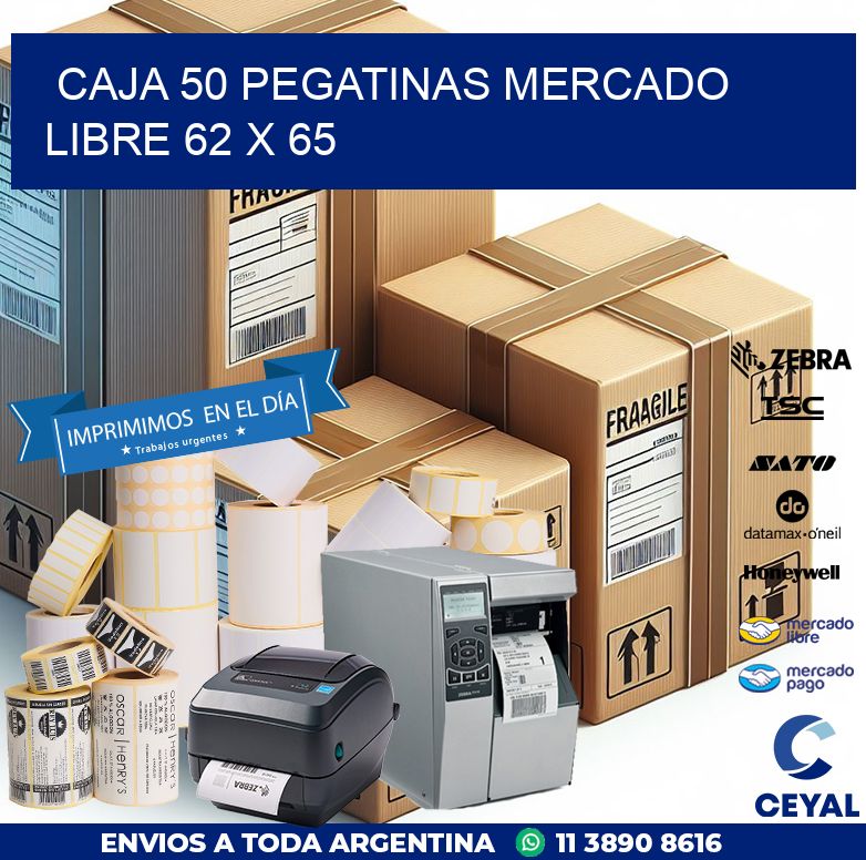 CAJA 50 PEGATINAS MERCADO LIBRE 62 x 65