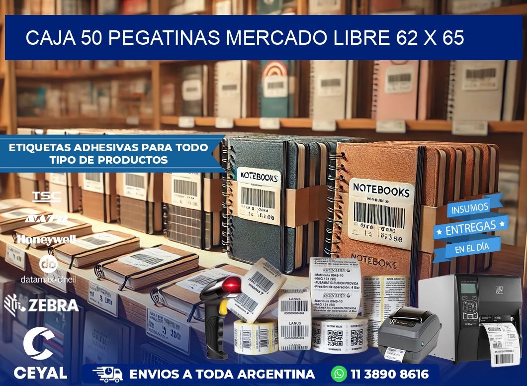CAJA 50 PEGATINAS MERCADO LIBRE 62 x 65