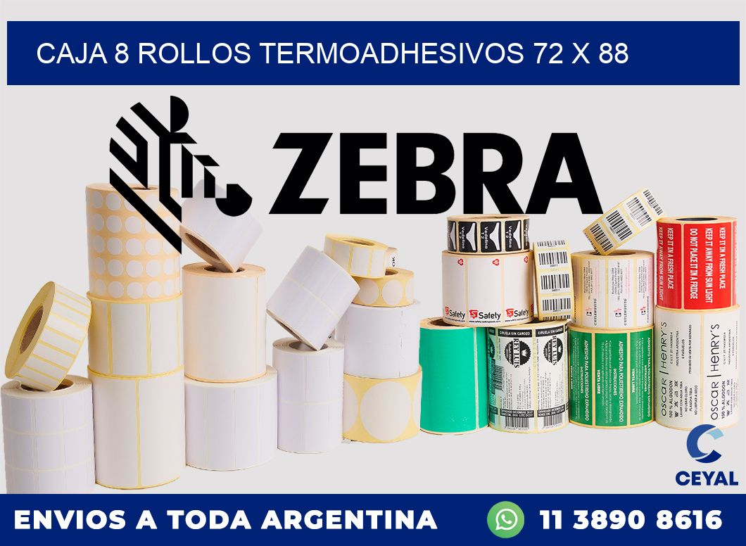 CAJA 8 ROLLOS TERMOADHESIVOS 72 x 88