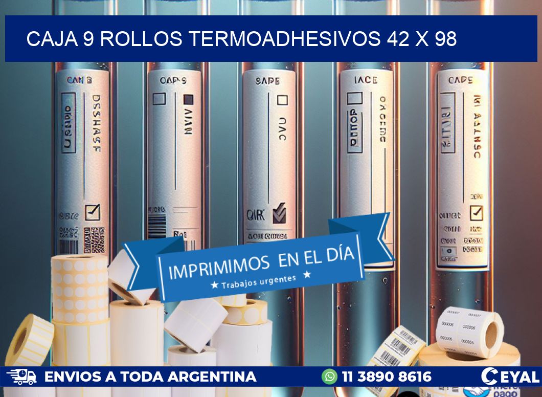 CAJA 9 ROLLOS TERMOADHESIVOS 42 x 98