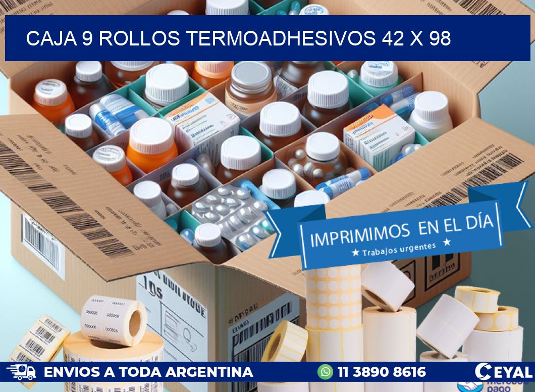 CAJA 9 ROLLOS TERMOADHESIVOS 42 x 98
