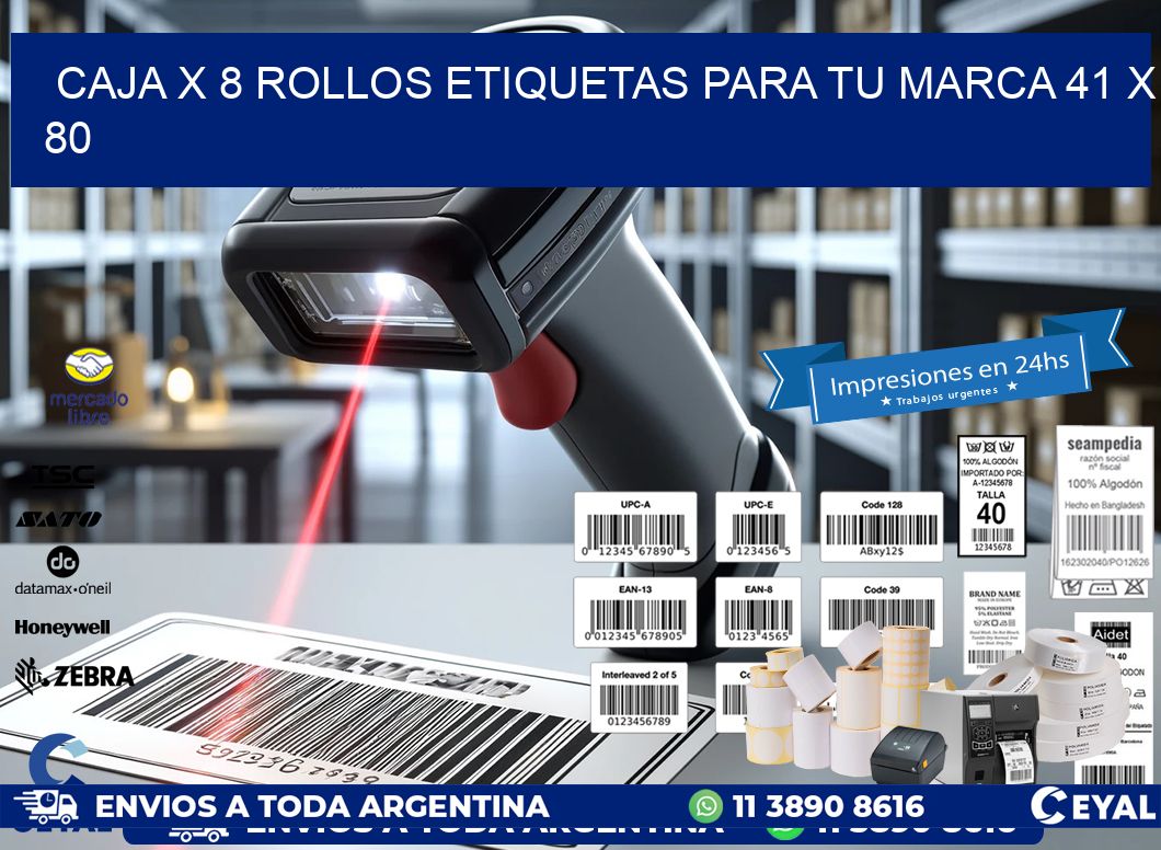 Caja X 8 Rollos Etiquetas para tu marca 41 x 80