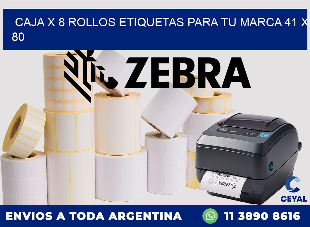 Caja X 8 Rollos Etiquetas para tu marca 41 x 80