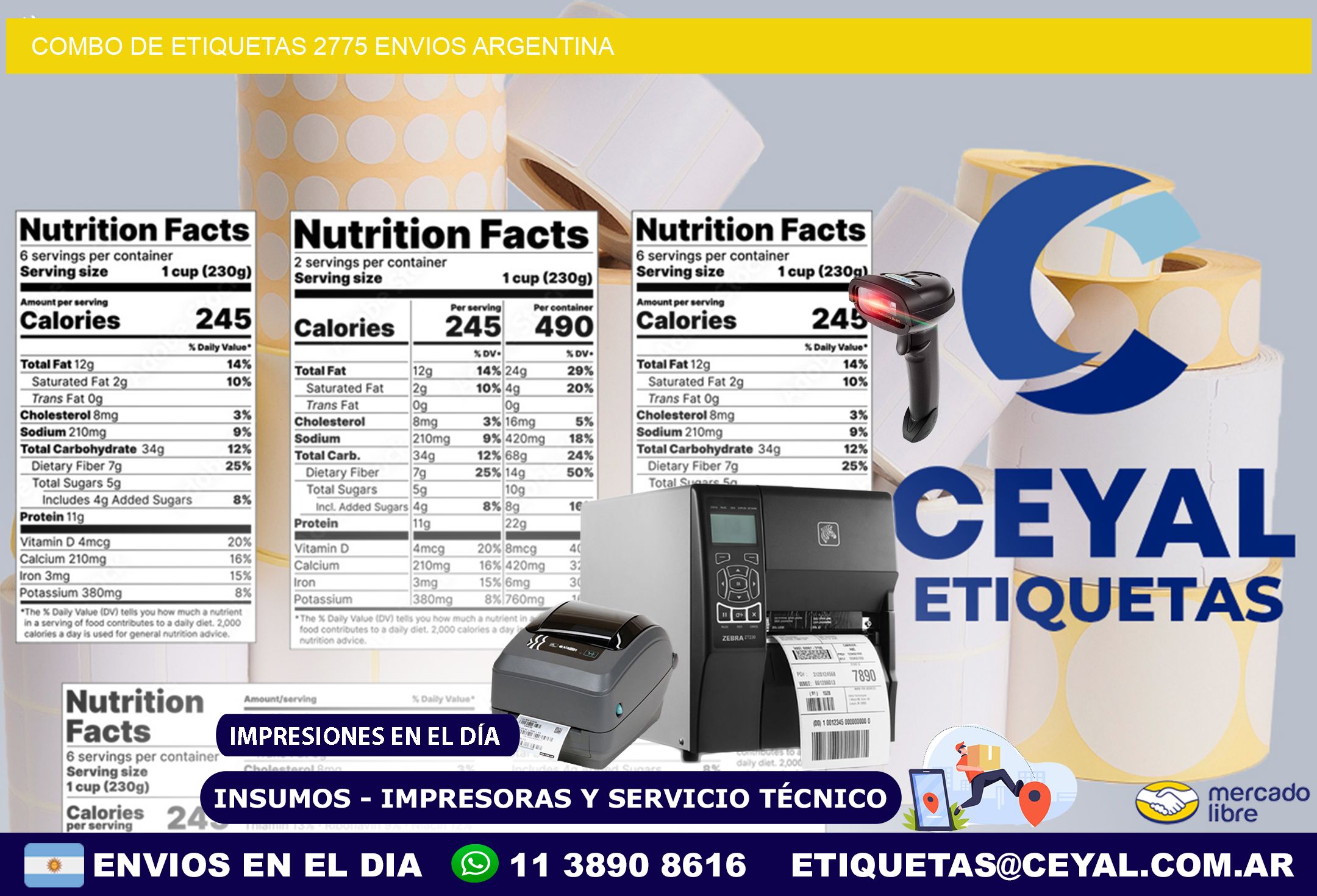 Combo de etiquetas 2775 ENVIOS ARGENTINA