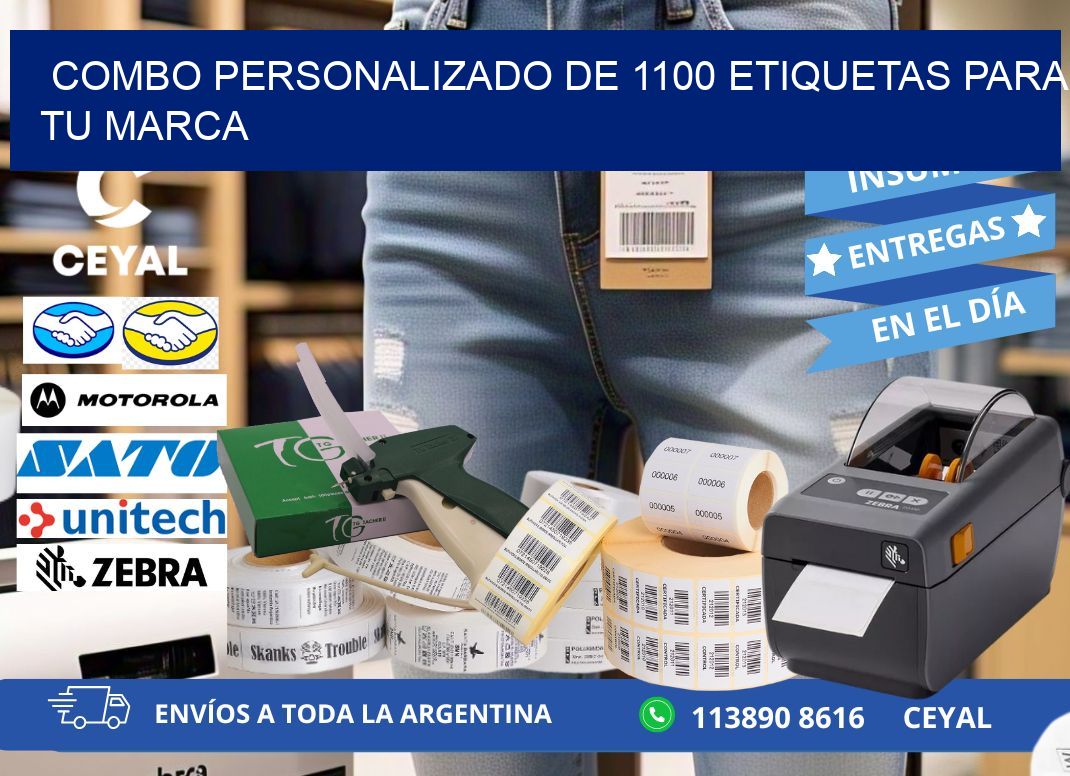 Combo personalizado de 1100 etiquetas para tu marca