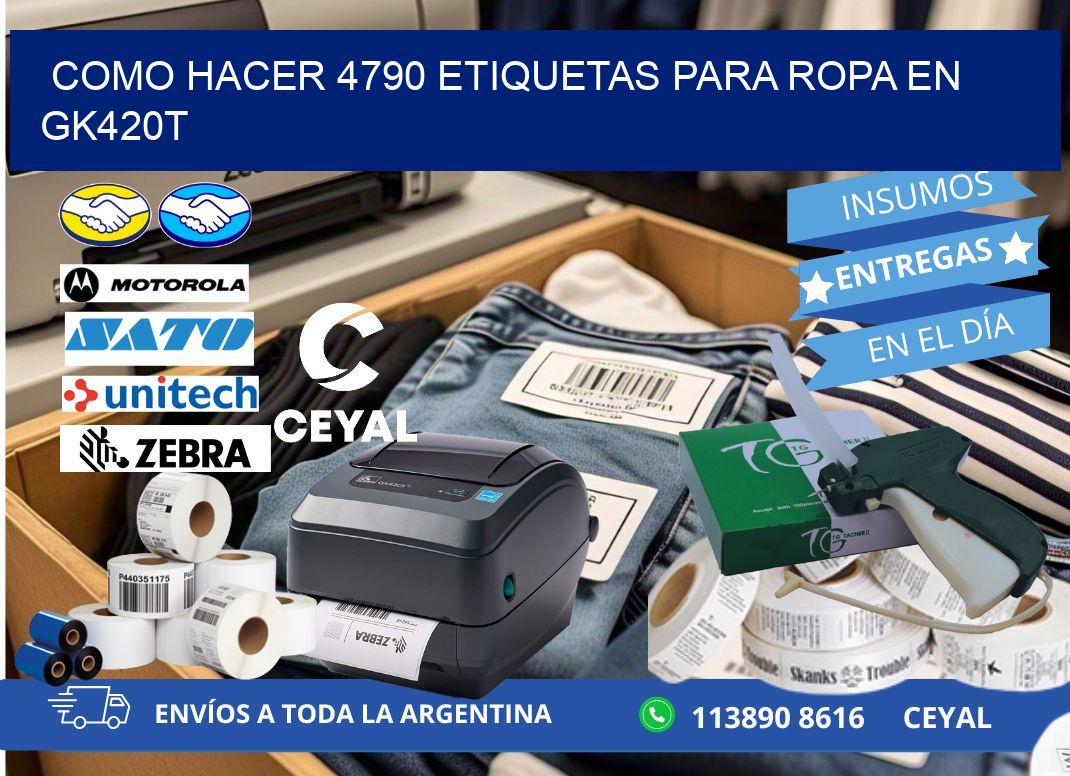 Como hacer 4790 etiquetas para ropa en gk420t
