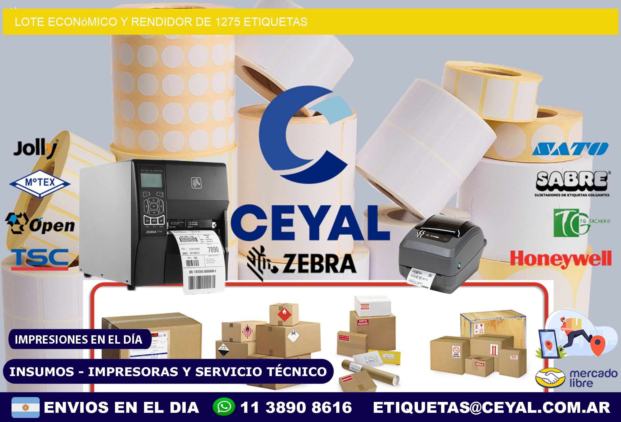 Lote económico y rendidor de 1275 etiquetas