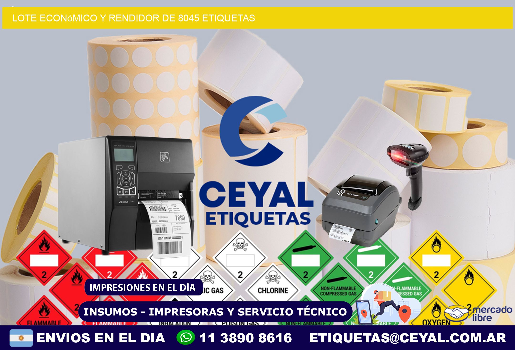 Lote económico y rendidor de 8045 etiquetas