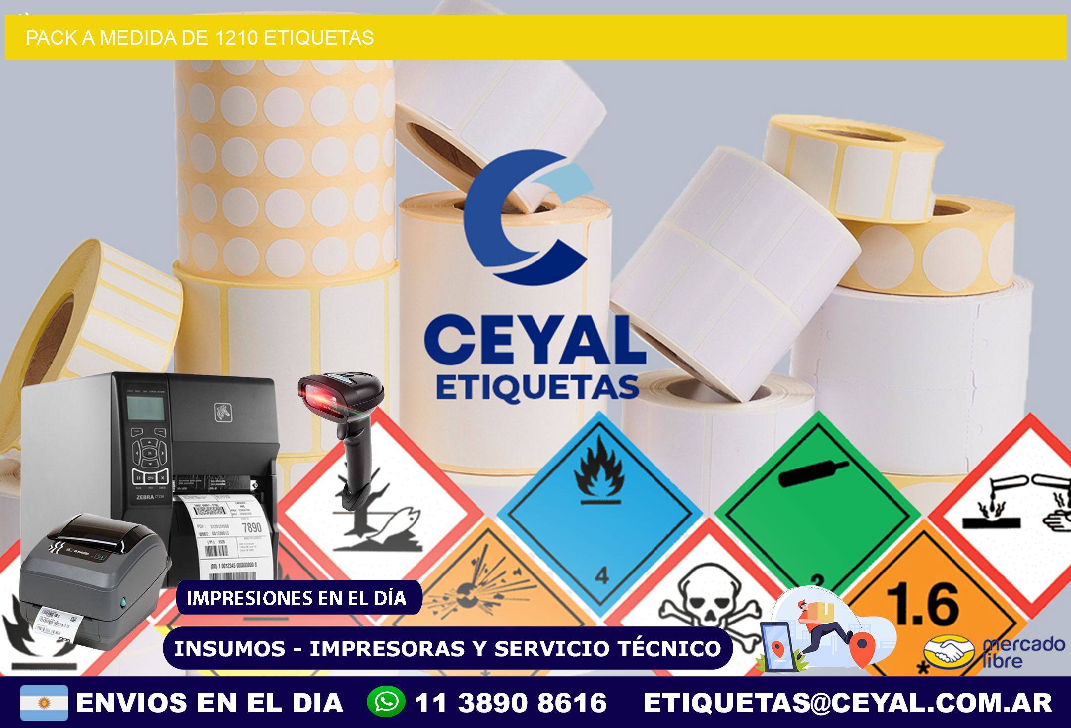 Pack a medida de 1210 etiquetas