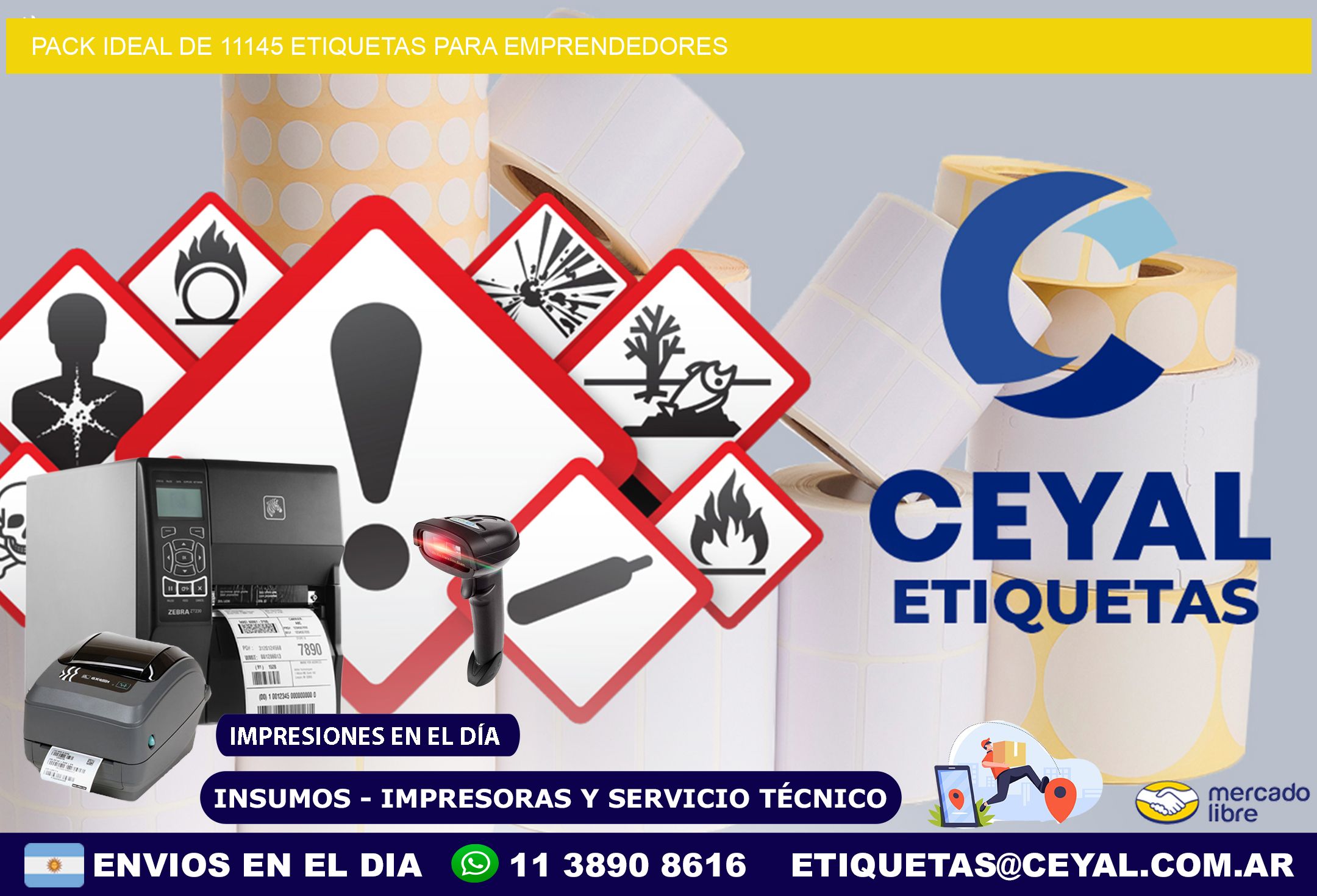 Pack ideal de 11145 etiquetas para emprendedores