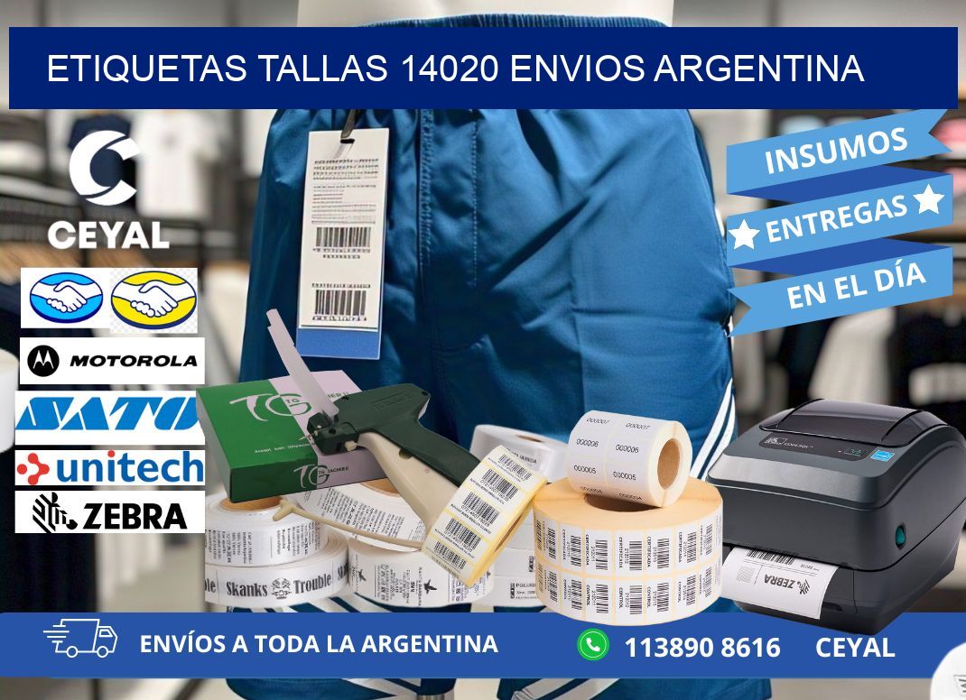 etiquetas tallas 14020 ENVIOS ARGENTINA