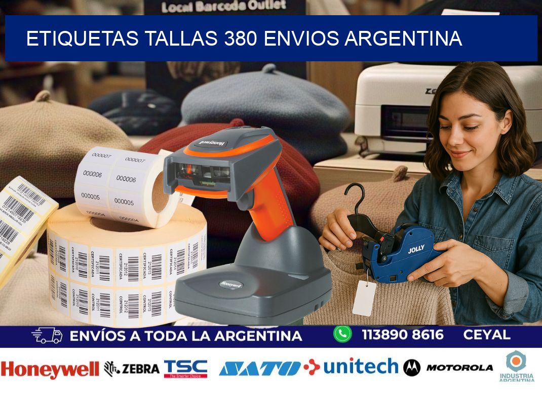 etiquetas tallas 380 ENVIOS ARGENTINA