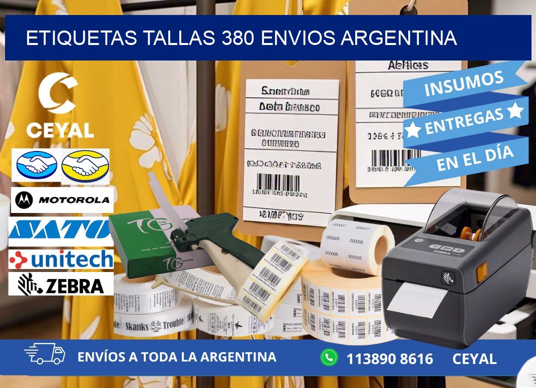 etiquetas tallas 380 ENVIOS ARGENTINA