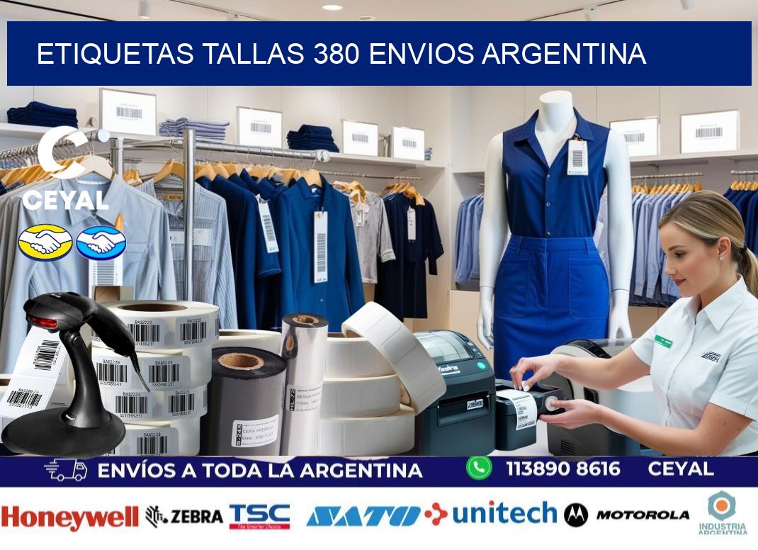 etiquetas tallas 380 ENVIOS ARGENTINA