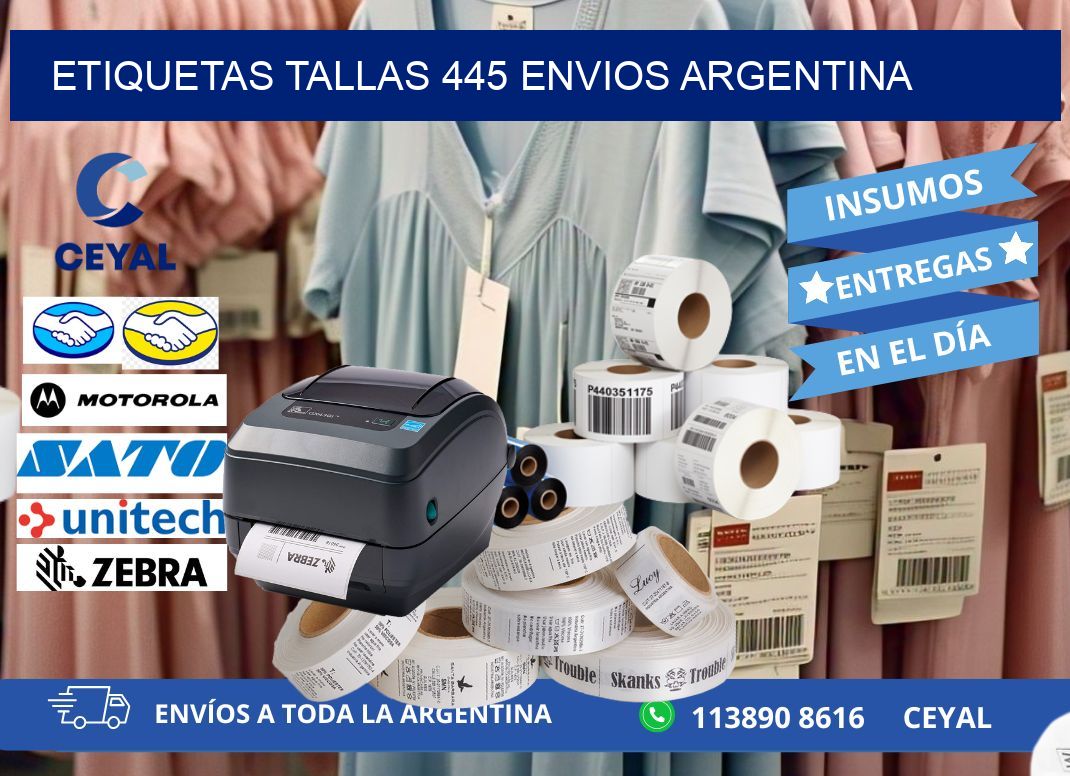 etiquetas tallas 445 ENVIOS ARGENTINA