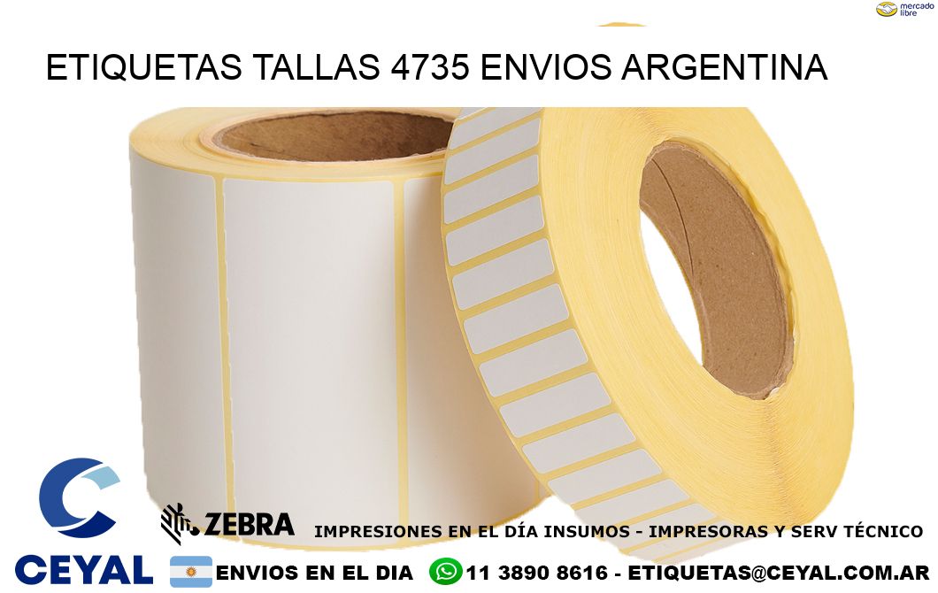 etiquetas tallas 4735 ENVIOS ARGENTINA