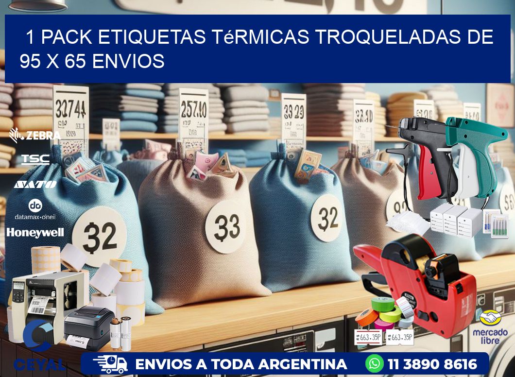 1 Pack etiquetas Térmicas Troqueladas De 95 x 65 ENVIOS