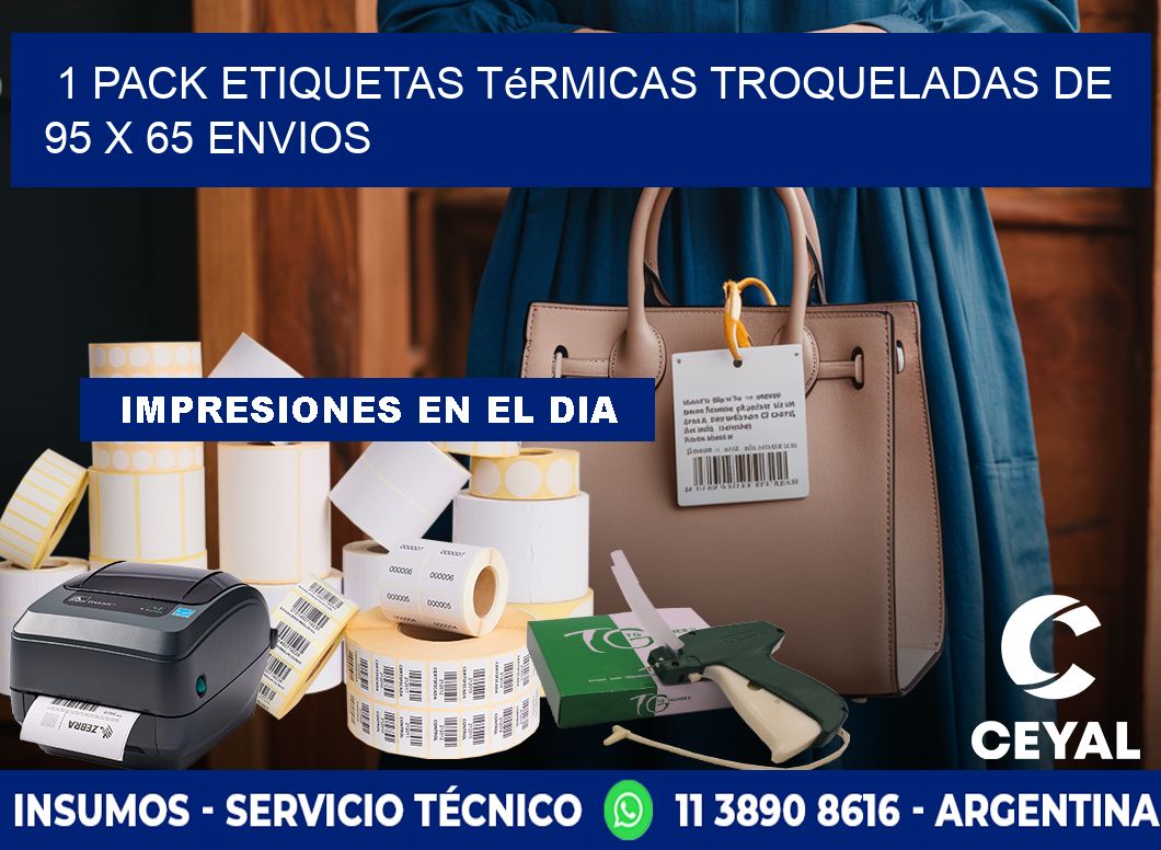 1 Pack etiquetas Térmicas Troqueladas De 95 x 65 ENVIOS