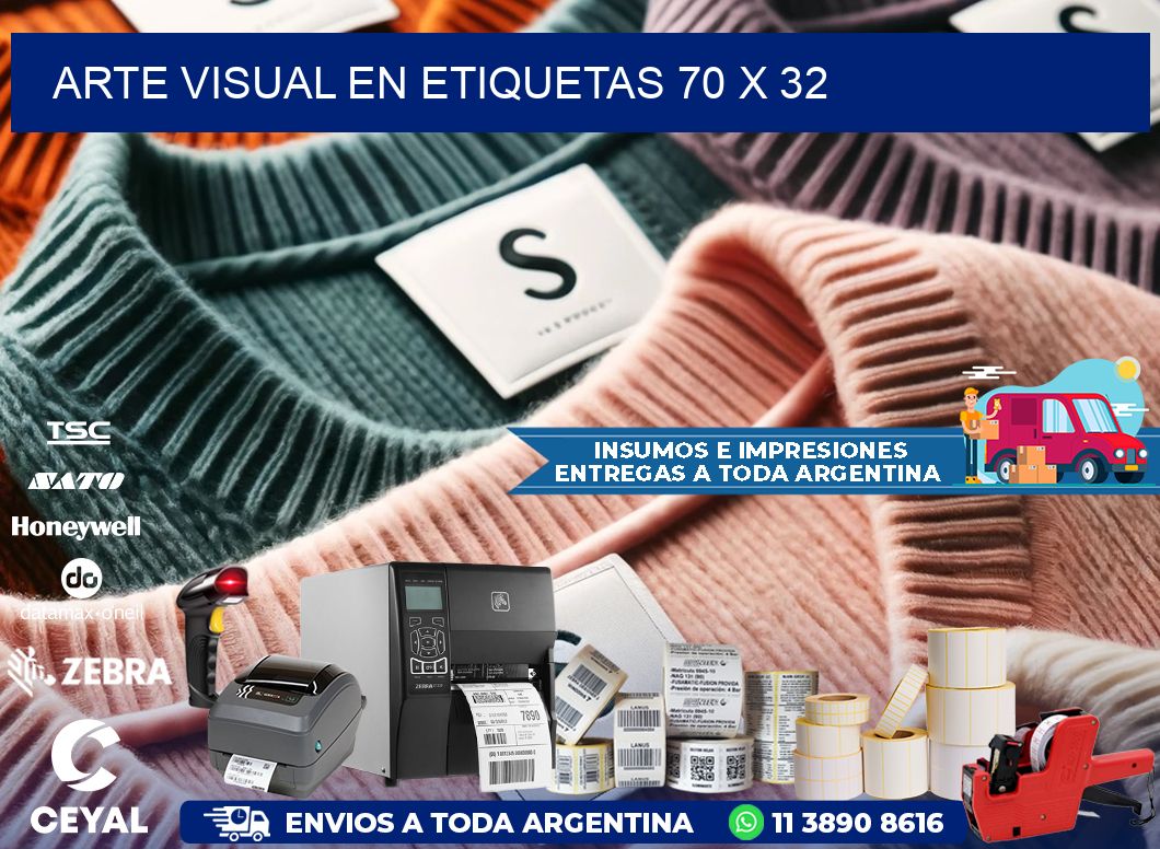 Arte visual en etiquetas 70 x 32