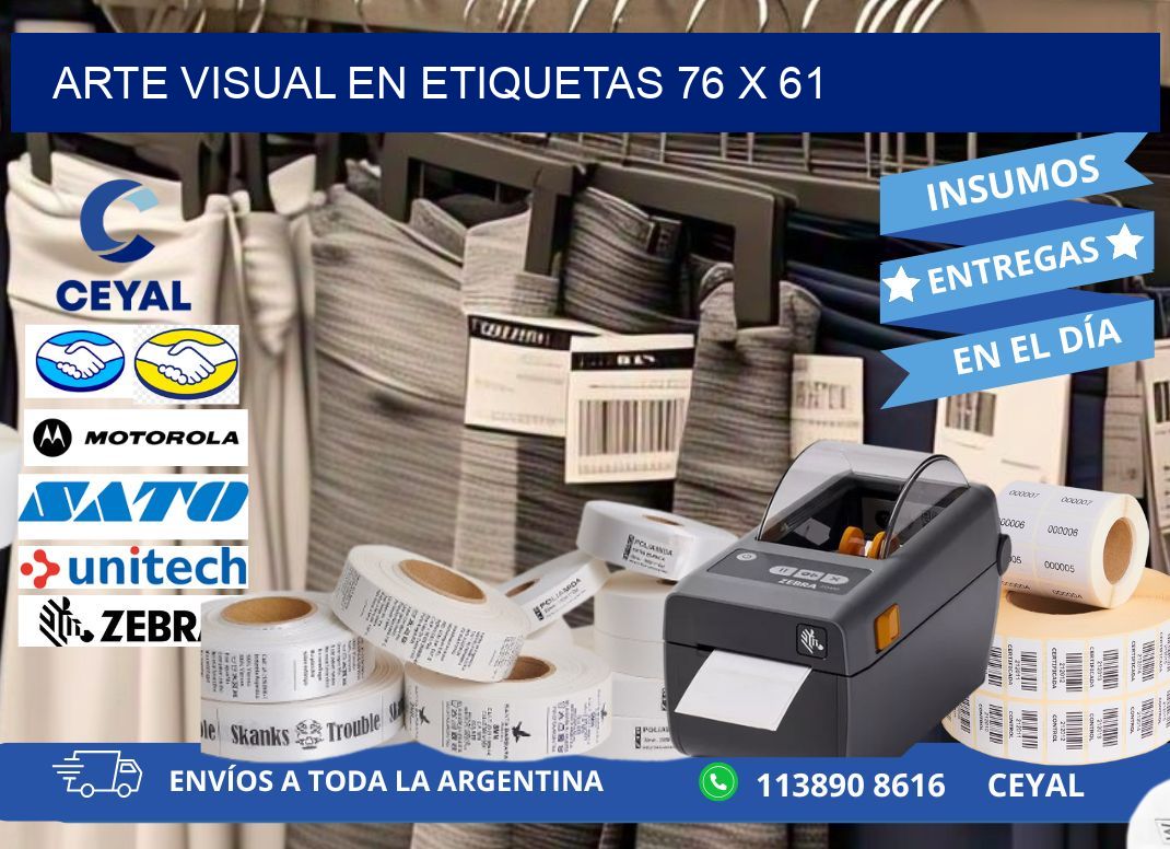 Arte visual en etiquetas 76 x 61