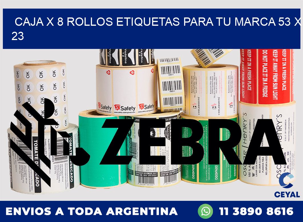 Caja X 8 Rollos Etiquetas para tu marca 53 x 23