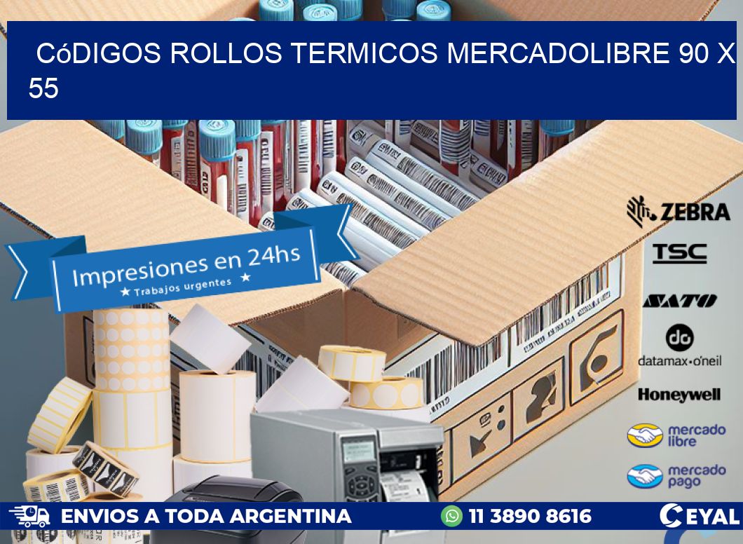 Códigos ROLLOS TERMICOS MERCADOLIBRE 90 x 55
