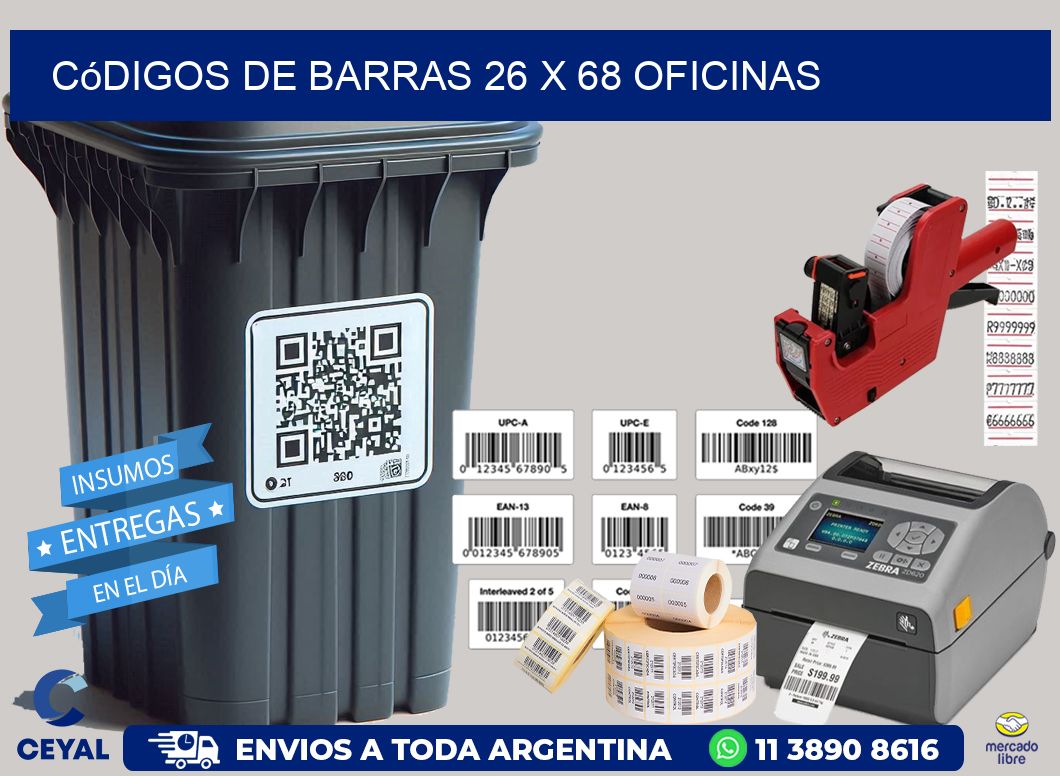 Códigos de Barras 26 x 68 oficinas