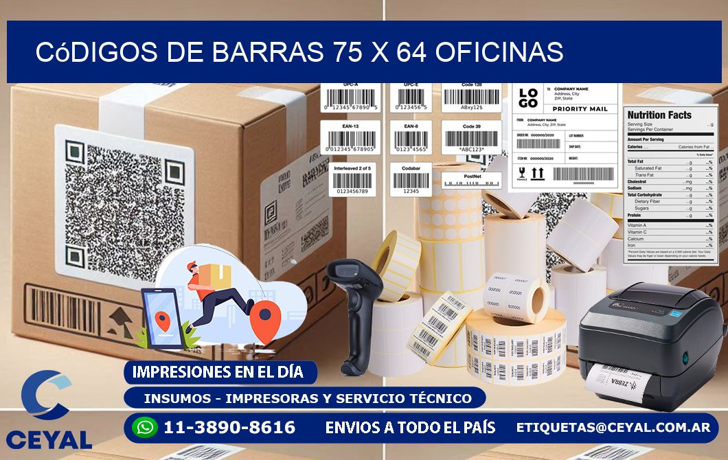 Códigos de Barras 75 x 64 oficinas