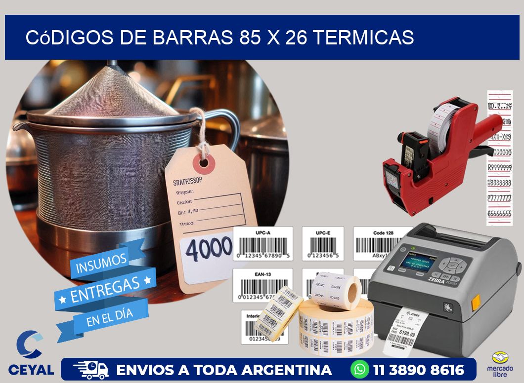 Códigos de Barras 85 x 26 termicas