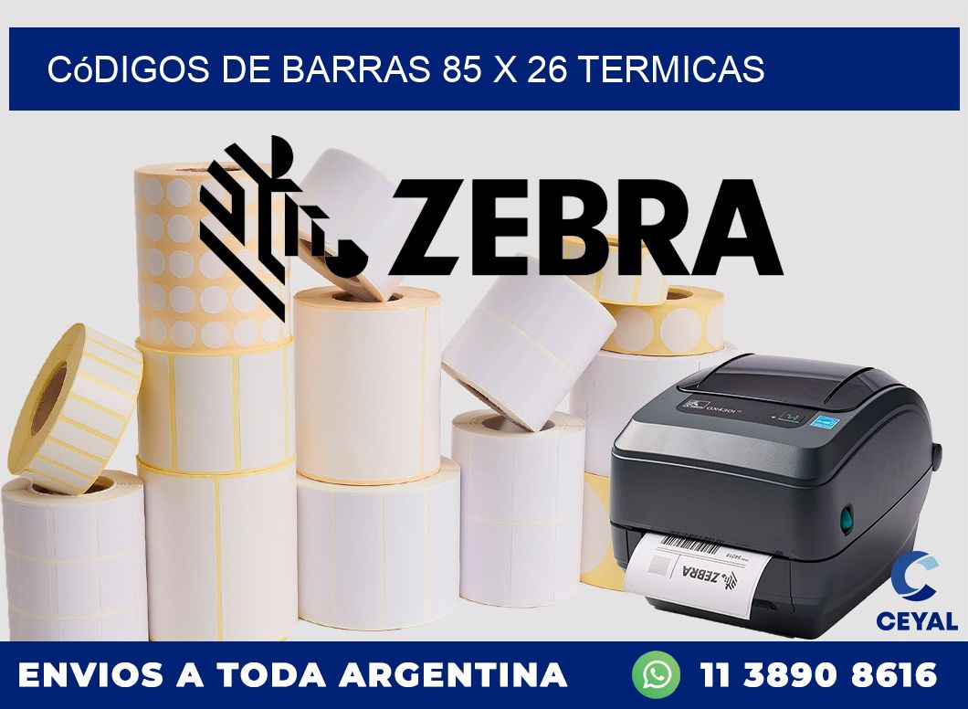 Códigos de Barras 85 x 26 termicas