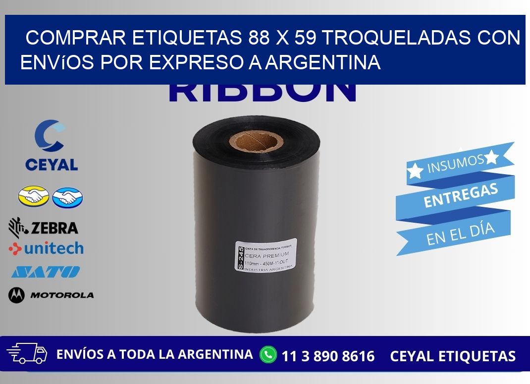 Comprar etiquetas 88 x 59 troqueladas con envíos por expreso a Argentina