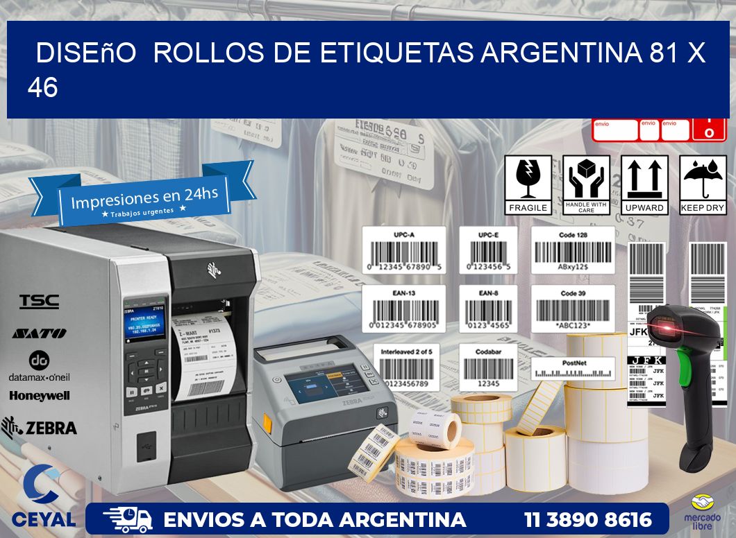 Diseño  ROLLOS DE ETIQUETAS ARGENTINA 81 x 46