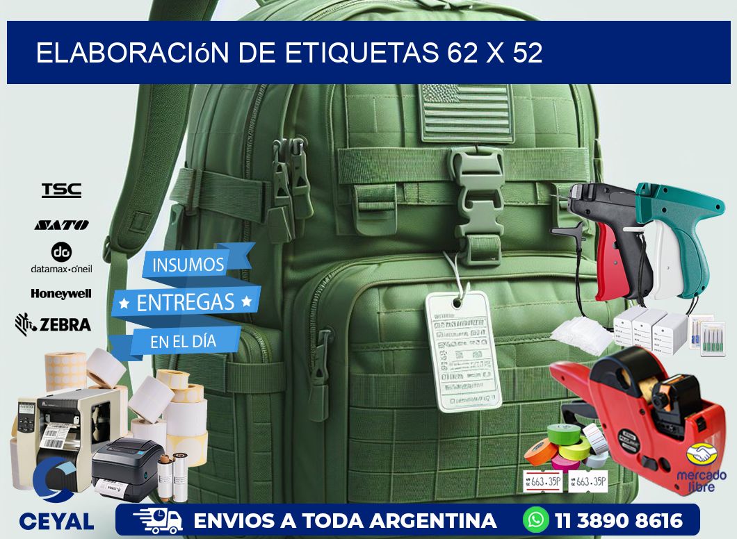 Elaboración de etiquetas 62 x 52