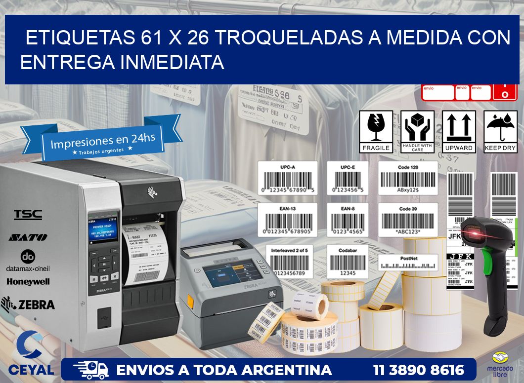 Etiquetas 61 x 26 troqueladas a medida con entrega inmediata