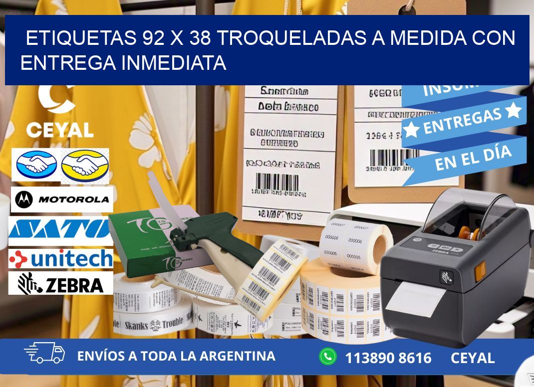 Etiquetas 92 x 38 troqueladas a medida con entrega inmediata