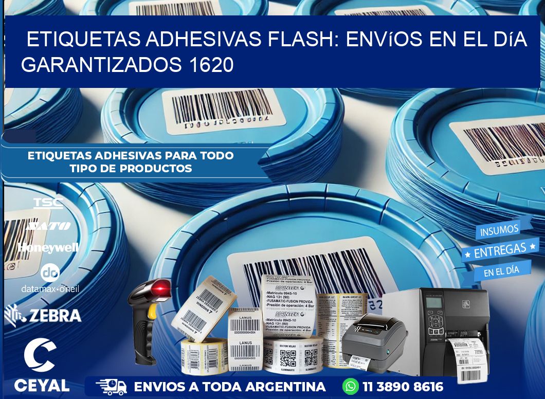 Etiquetas adhesivas Flash: Envíos en el Día Garantizados 1620
