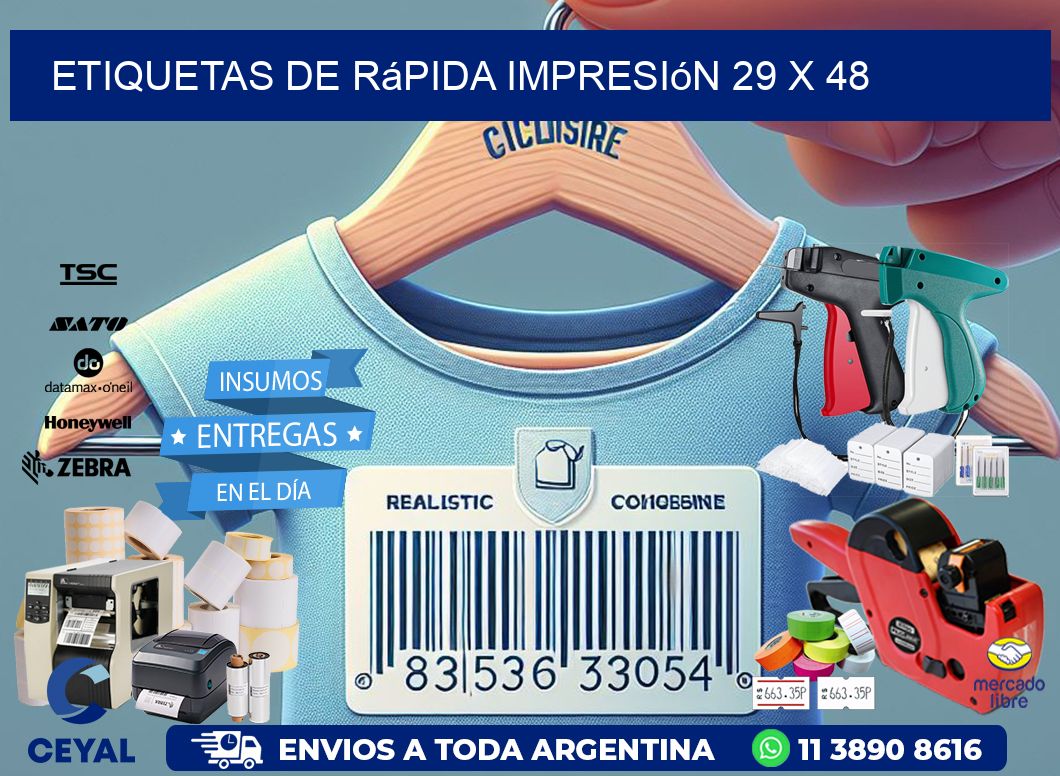 Etiquetas de rápida impresión 29 x 48