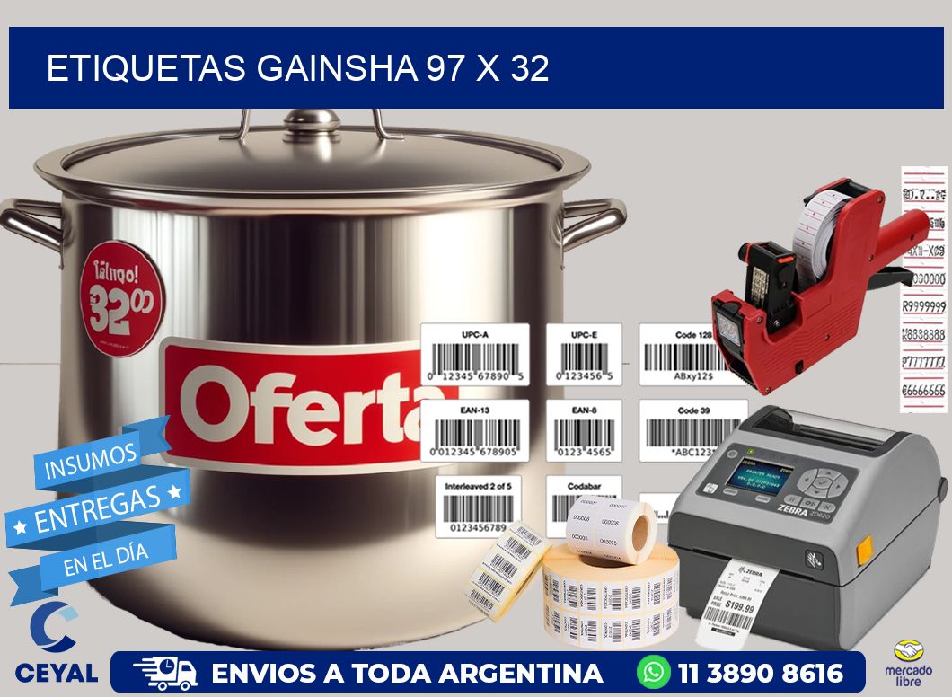 Etiquetas gainsha 97 x 32