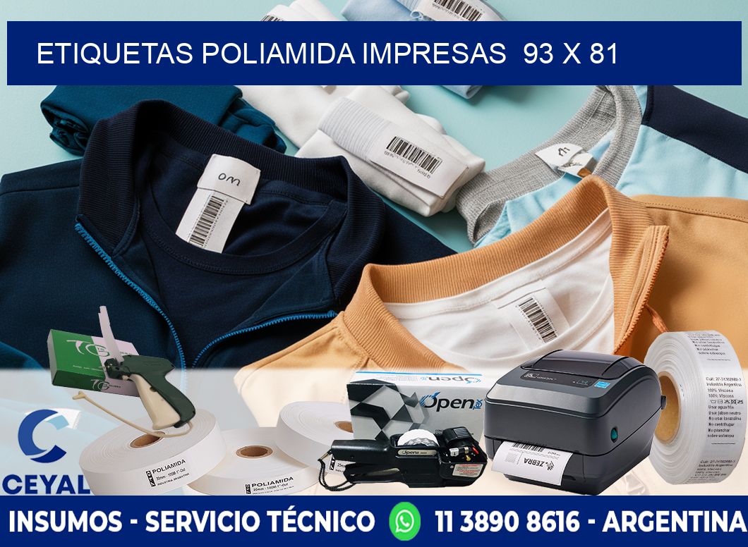 Etiquetas poliamida impresas  93 x 81