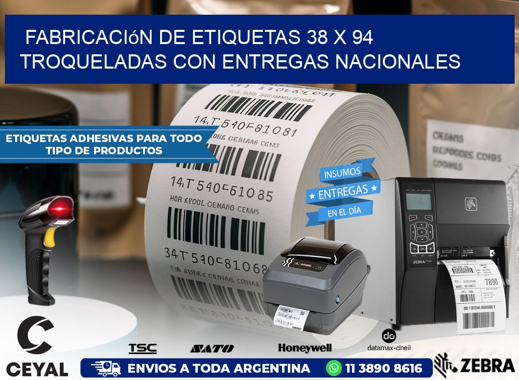Fabricación de etiquetas 38 x 94 troqueladas con entregas nacionales