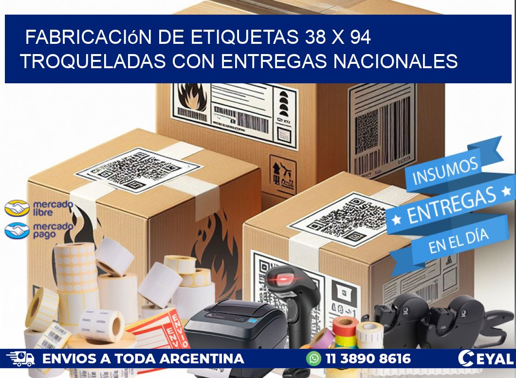 Fabricación de etiquetas 38 x 94 troqueladas con entregas nacionales
