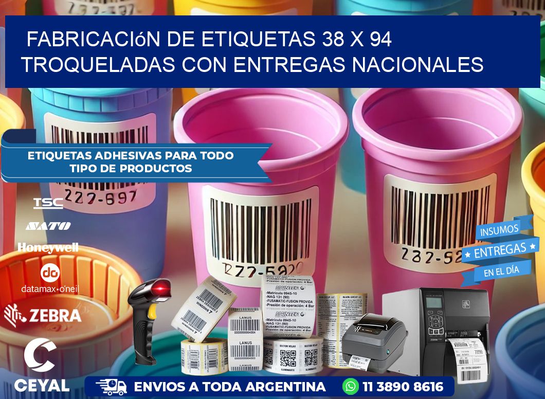 Fabricación de etiquetas 38 x 94 troqueladas con entregas nacionales