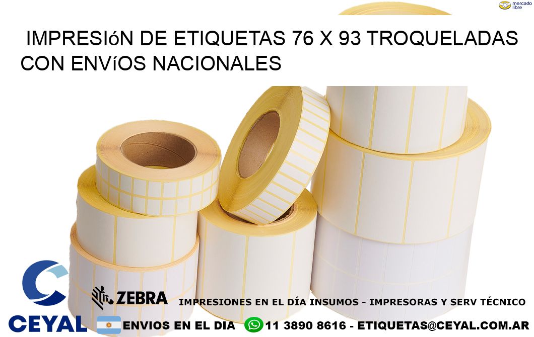 Impresión de etiquetas 76 x 93 troqueladas con envíos nacionales