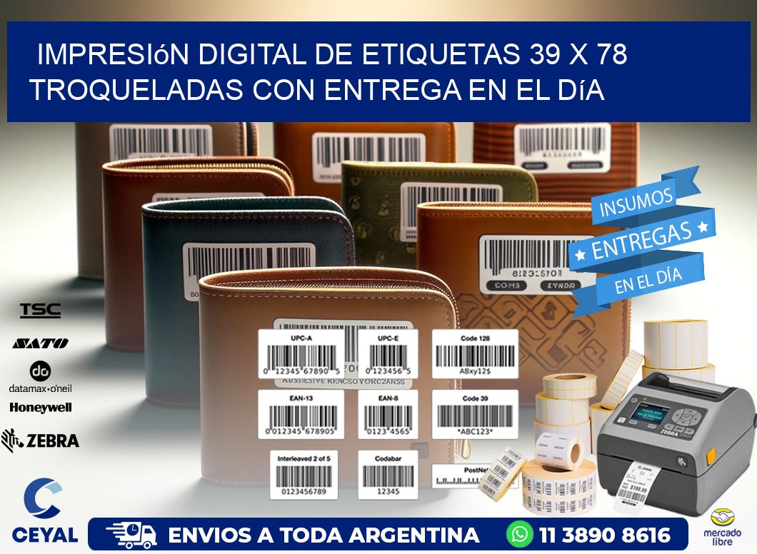 Impresión digital de etiquetas 39 x 78 troqueladas con entrega en el día