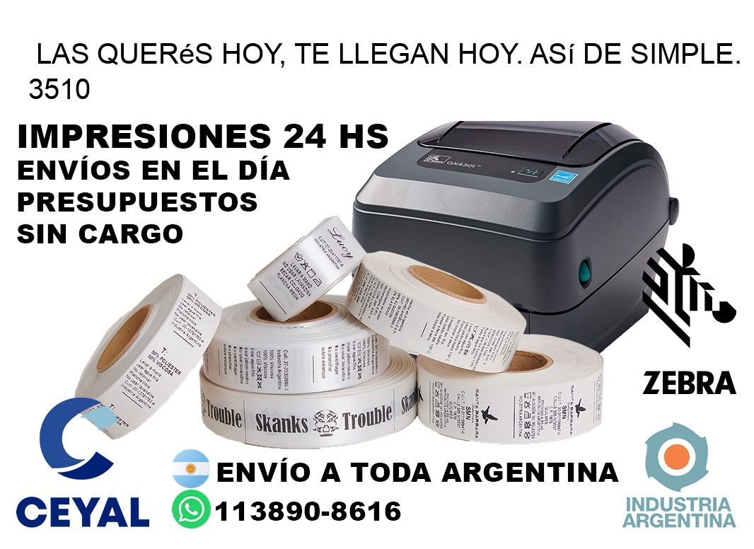 Las Querés Hoy, Te Llegan Hoy. Así de Simple. 3510