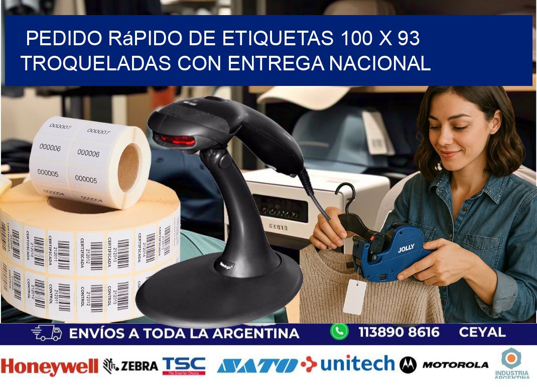 Pedido rápido de etiquetas 100 x 93 troqueladas con entrega nacional