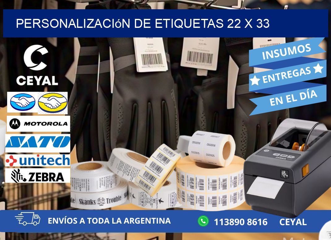Personalización de etiquetas 22 x 33